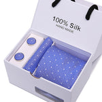 Joy Alice Wedding men neck ties gift box packing men brand luxury necktie pocket square silk tie set cufflinks handkerchief