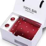 Joy Alice Wedding men neck ties gift box packing men brand luxury necktie pocket square silk tie set cufflinks handkerchief