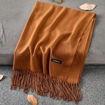 Soft Cashmere Scarves Women 2019 Autumn New Solid Color Wraps Thin Long Scarf with Tassel Casual Lady Winter Female Shawl