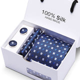 Joy Alice Wedding men neck ties gift box packing men brand luxury necktie pocket square silk tie set cufflinks handkerchief