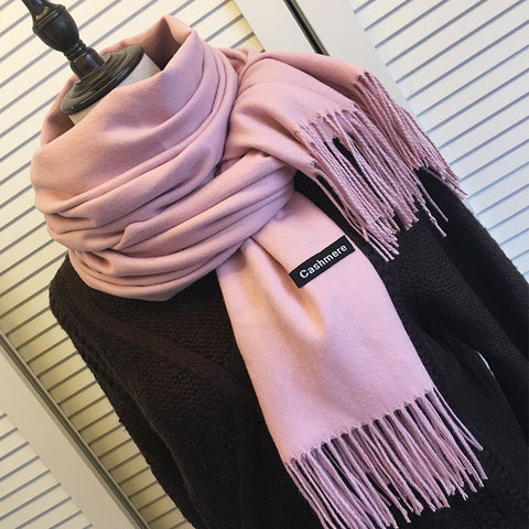 Women solid color cashmere scarves with tassel lady winter autumn long scarf high quality female shawl hot sale men scarf