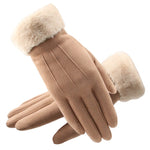 Women Gloves Winter Touch Screen 2019 Female Suede Furry Warm Full Finger Gloves Lady Winter Outdoor Sport Driving Women Gloves