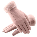 Women Gloves Winter Touch Screen 2019 Female Suede Furry Warm Full Finger Gloves Lady Winter Outdoor Sport Driving Women Gloves