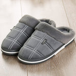 Winter warm slippers men Suede Gingham Short plush Indoor shoes for male Non slip Cozy Velvet Waterproof Fur home men slippers