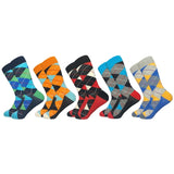 2019 Casual Men Socks New Socks fashion design Plaid Colorful happy Business Party Dress Cotton Socks Man