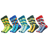 2019 Casual Men Socks New Socks fashion design Plaid Colorful happy Business Party Dress Cotton Socks Man