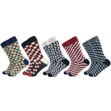 2019 Casual Men Socks New Socks fashion design Plaid Colorful happy Business Party Dress Cotton Socks Man