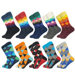 2019 Casual Men Socks New Socks fashion design Plaid Colorful happy Business Party Dress Cotton Socks Man