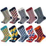 2019 Casual Men Socks New Socks fashion design Plaid Colorful happy Business Party Dress Cotton Socks Man