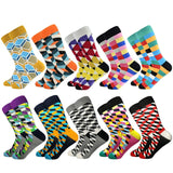 2019 Casual Men Socks New Socks fashion design Plaid Colorful happy Business Party Dress Cotton Socks Man