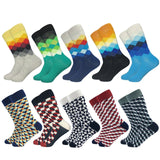 2019 Casual Men Socks New Socks fashion design Plaid Colorful happy Business Party Dress Cotton Socks Man