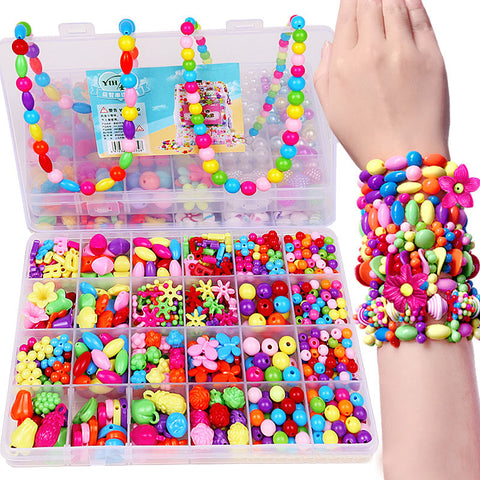 DIY Colorful Acrylic Beads Girls Puzzle Set Toy Jewelry Necklace Bracelet Handmade String Bead Girl Children Making Toys