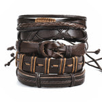 IF ME Vintage Leaf Feather Multilayer Leather Bracelet Men Fashion Braided Handmade Star Rope Wrap Bracelets & Bangles Male Gift