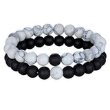 Hot 2pcs/set 7 Style Couples Distance Bracelet Natural Stone Yoga Beaded Bracelet for Men Women Friend Gift Charm Strand Jewelry