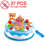 37-80PCS DIY Cake Toy Kitchen Food Pretend Play Cutting Fruit Birthday Toys Cocina De Juguete Pink Blue For Kid Educational Gift