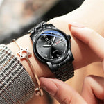 Watch Men Women Business Waterproof Clock Auto Date Silver Steel Mens Watches Fashion Casual Ladies Quartz Wristwatch NEW