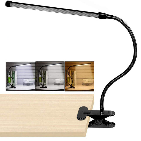 8W LED Clip on Desk Lamp with 3 Modes 2M Cable Dimmer 10 Levels Clamp Table Lamp