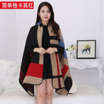 New 2019 luxury brsnd  women winter scarf warmer shawl ladies  plaid Blanket knit wrap Cashmere poncho capes female echarpe