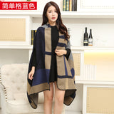 New 2019 luxury brsnd  women winter scarf warmer shawl ladies  plaid Blanket knit wrap Cashmere poncho capes female echarpe