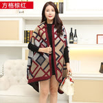 New 2019 luxury brsnd  women winter scarf warmer shawl ladies  plaid Blanket knit wrap Cashmere poncho capes female echarpe