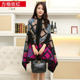 New 2019 luxury brsnd  women winter scarf warmer shawl ladies  plaid Blanket knit wrap Cashmere poncho capes female echarpe