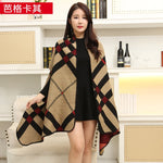 New 2019 luxury brsnd  women winter scarf warmer shawl ladies  plaid Blanket knit wrap Cashmere poncho capes female echarpe