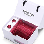 Joy Alice Wedding men neck ties gift box packing men brand luxury necktie pocket square silk tie set cufflinks handkerchief