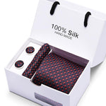 Joy Alice Wedding men neck ties gift box packing men brand luxury necktie pocket square silk tie set cufflinks handkerchief