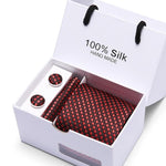 Joy Alice Wedding men neck ties gift box packing men brand luxury necktie pocket square silk tie set cufflinks handkerchief