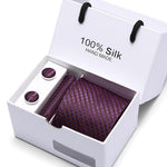 Joy Alice Wedding men neck ties gift box packing men brand luxury necktie pocket square silk tie set cufflinks handkerchief