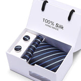 Joy Alice Wedding men neck ties gift box packing men brand luxury necktie pocket square silk tie set cufflinks handkerchief