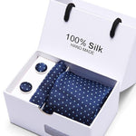 Joy Alice Wedding men neck ties gift box packing men brand luxury necktie pocket square silk tie set cufflinks handkerchief