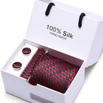 Joy Alice Wedding men neck ties gift box packing men brand luxury necktie pocket square silk tie set cufflinks handkerchief