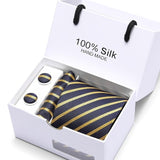 Joy Alice Wedding men neck ties gift box packing men brand luxury necktie pocket square silk tie set cufflinks handkerchief