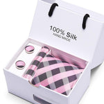 Joy Alice Wedding men neck ties gift box packing men brand luxury necktie pocket square silk tie set cufflinks handkerchief