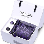 Joy Alice Wedding men neck ties gift box packing men brand luxury necktie pocket square silk tie set cufflinks handkerchief