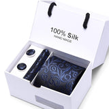 Joy Alice Wedding men neck ties gift box packing men brand luxury necktie pocket square silk tie set cufflinks handkerchief