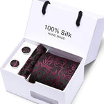 Joy Alice Wedding men neck ties gift box packing men brand luxury necktie pocket square silk tie set cufflinks handkerchief