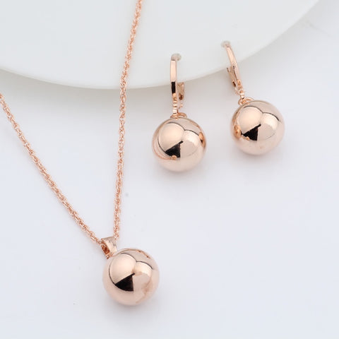 Irina New Arrivals 585 Rose Gold Spherical Ball Geometric  Dangle Earrings Set  Women Wedding Party Exquisite Jewelry Set