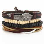 IF ME Vintage Leaf Feather Multilayer Leather Bracelet Men Fashion Braided Handmade Star Rope Wrap Bracelets & Bangles Male Gift